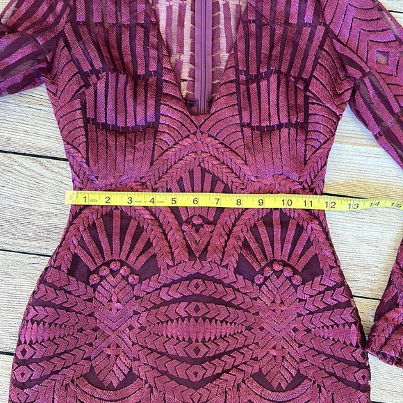 Revolve Lavish Alice Lace Long Sleeve Purple Embroidered Cocktail Dress Size 2 - Picture 10 of 12
